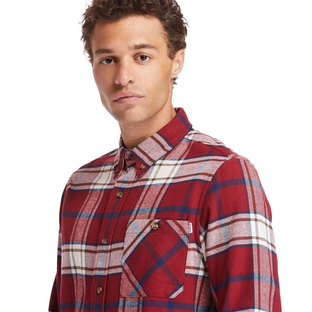 Timberland Mens Shirts Back River Heavy Flannel Check - Red/White - India WF8143207